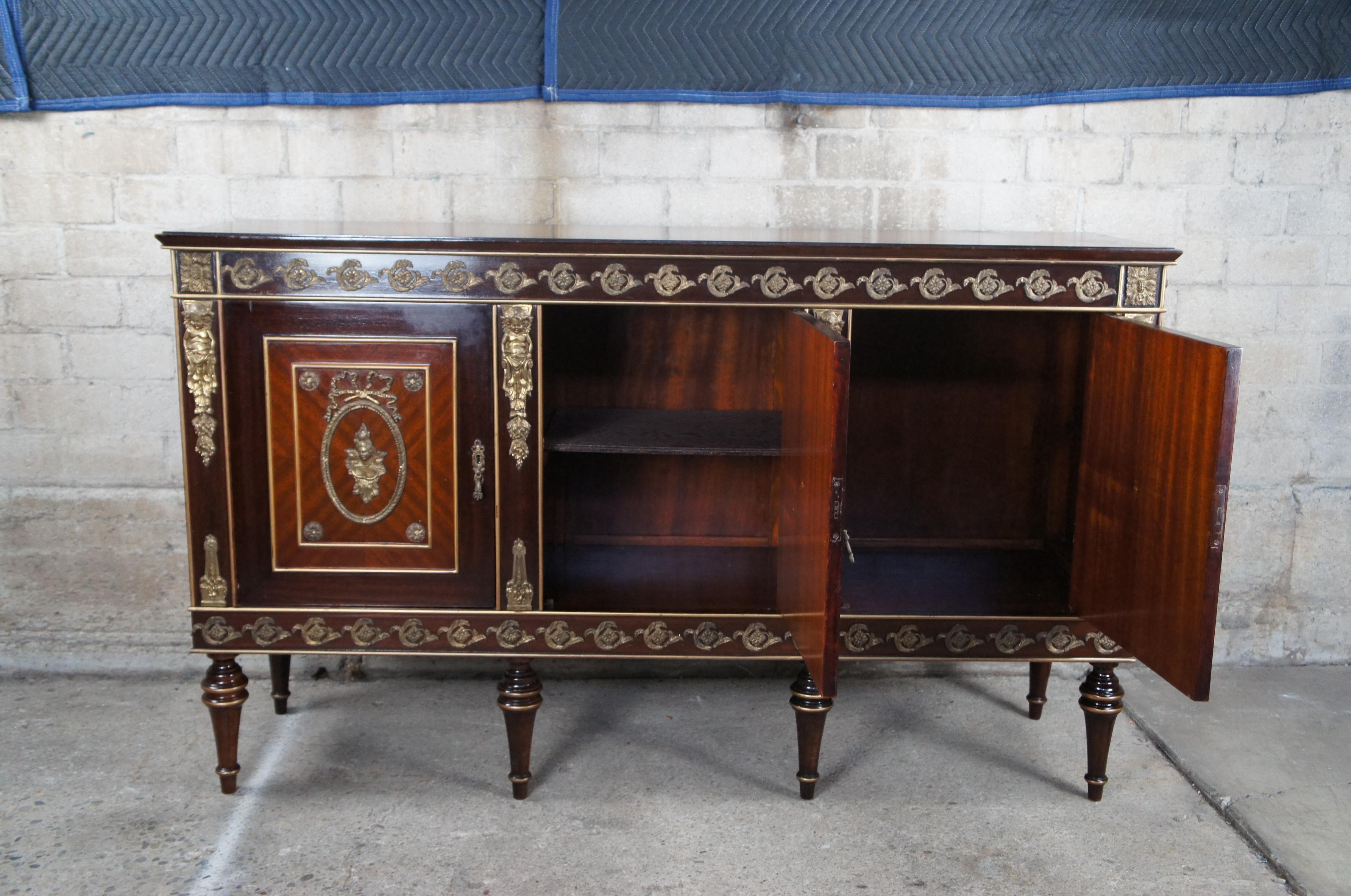 Vintage French Louis XVI Ebonized Mahogany Buffet Sideboard Console Cabinet 3