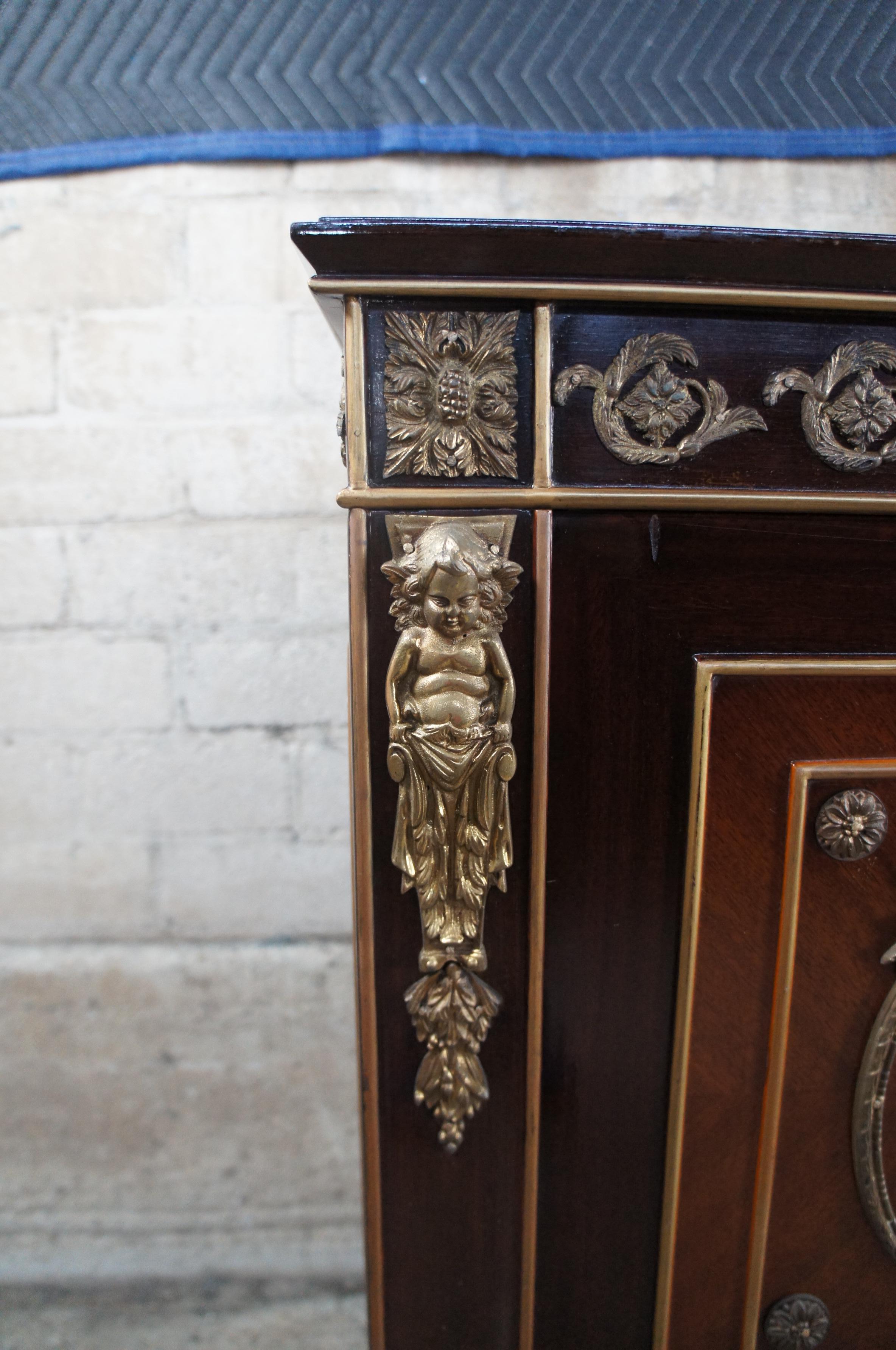 Vintage French Louis XVI Ebonized Mahogany Buffet Sideboard Console Cabinet 5