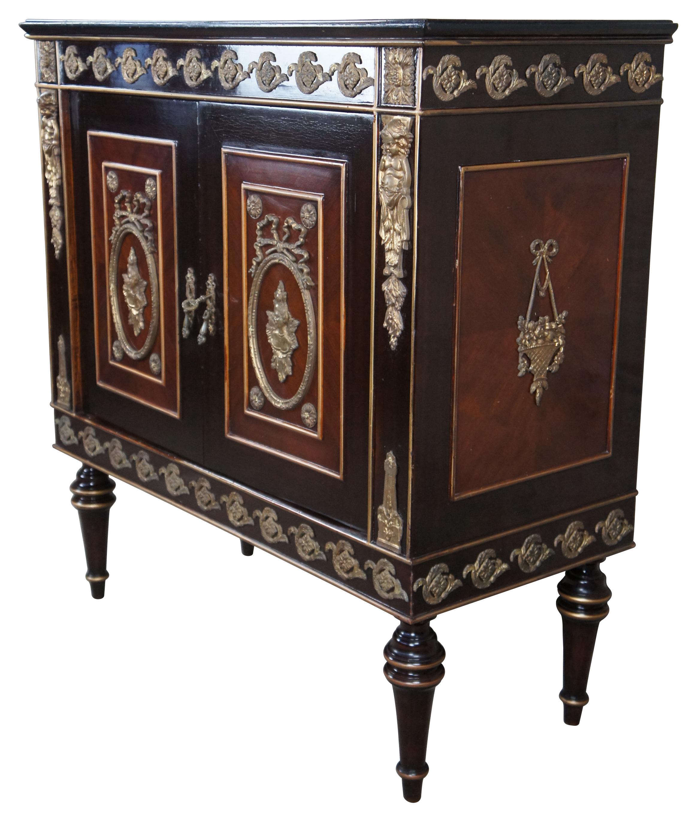 Vintage French Louis XVI Ebonized Mahogany Commode Bar Server Console Cabinet  In Good Condition In Dayton, OH