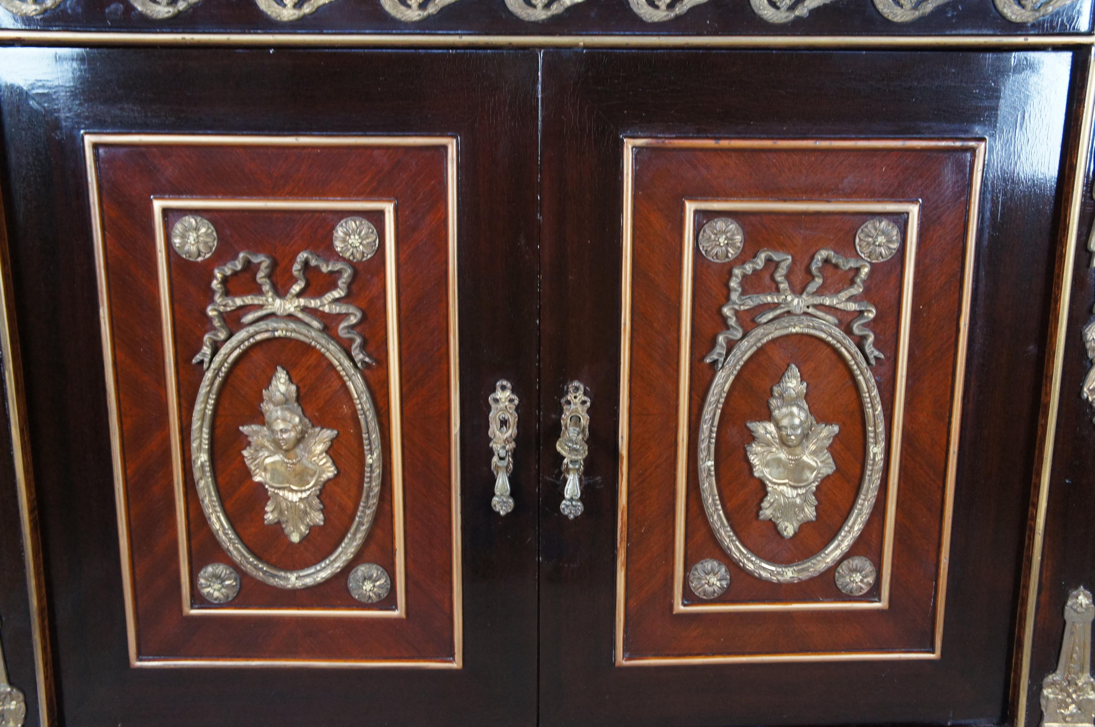 Vintage French Louis XVI Ebonized Mahogany Commode Bar Server Console Cabinet  1