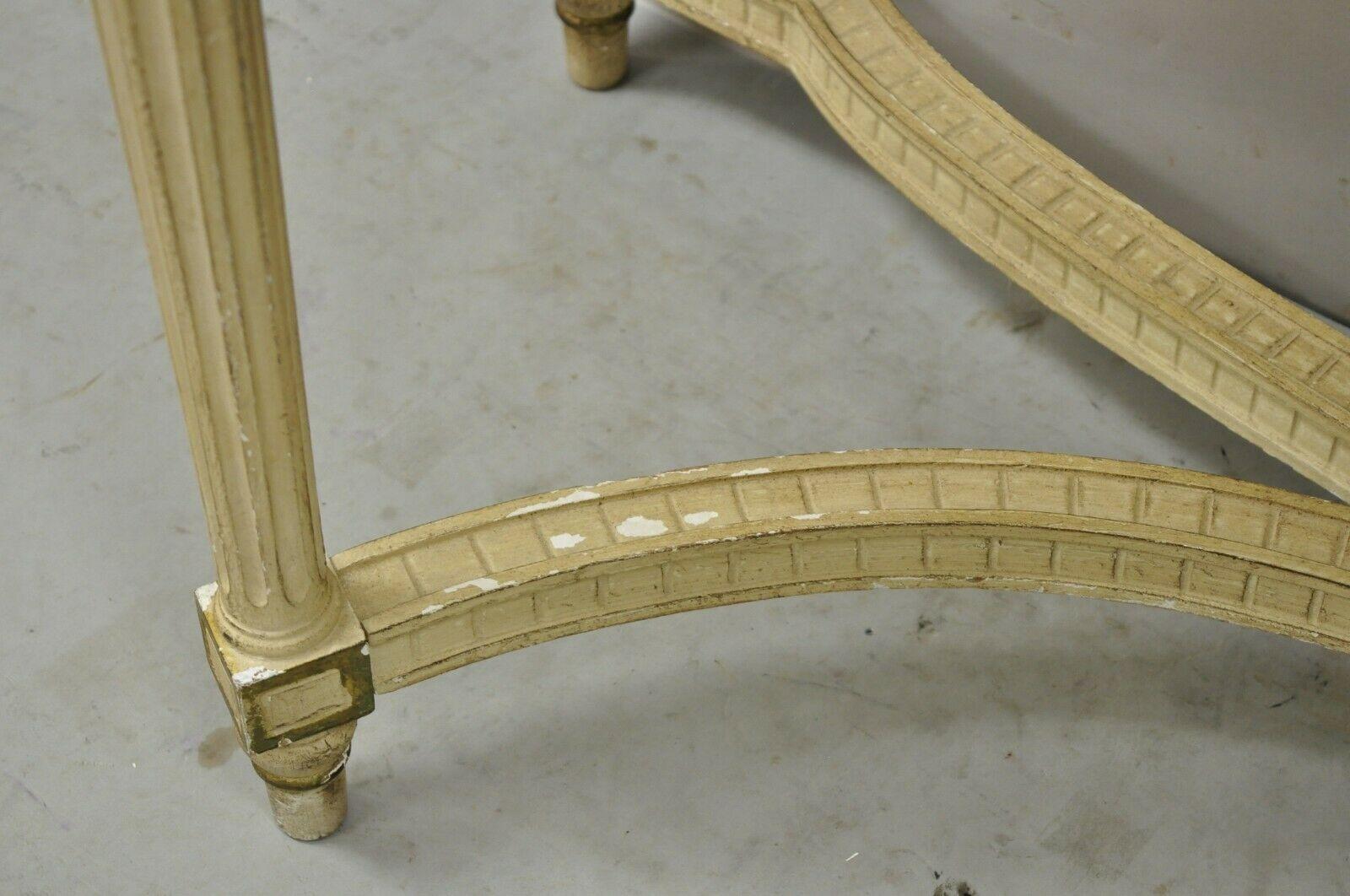 Vintage French Louis XVI Italian Pink Marble Top Demilune Console Hall Table For Sale 5