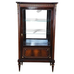 Retro French Louis XVI Mahogany Curio China Display Cabinet Vitrine Ormolu 67"