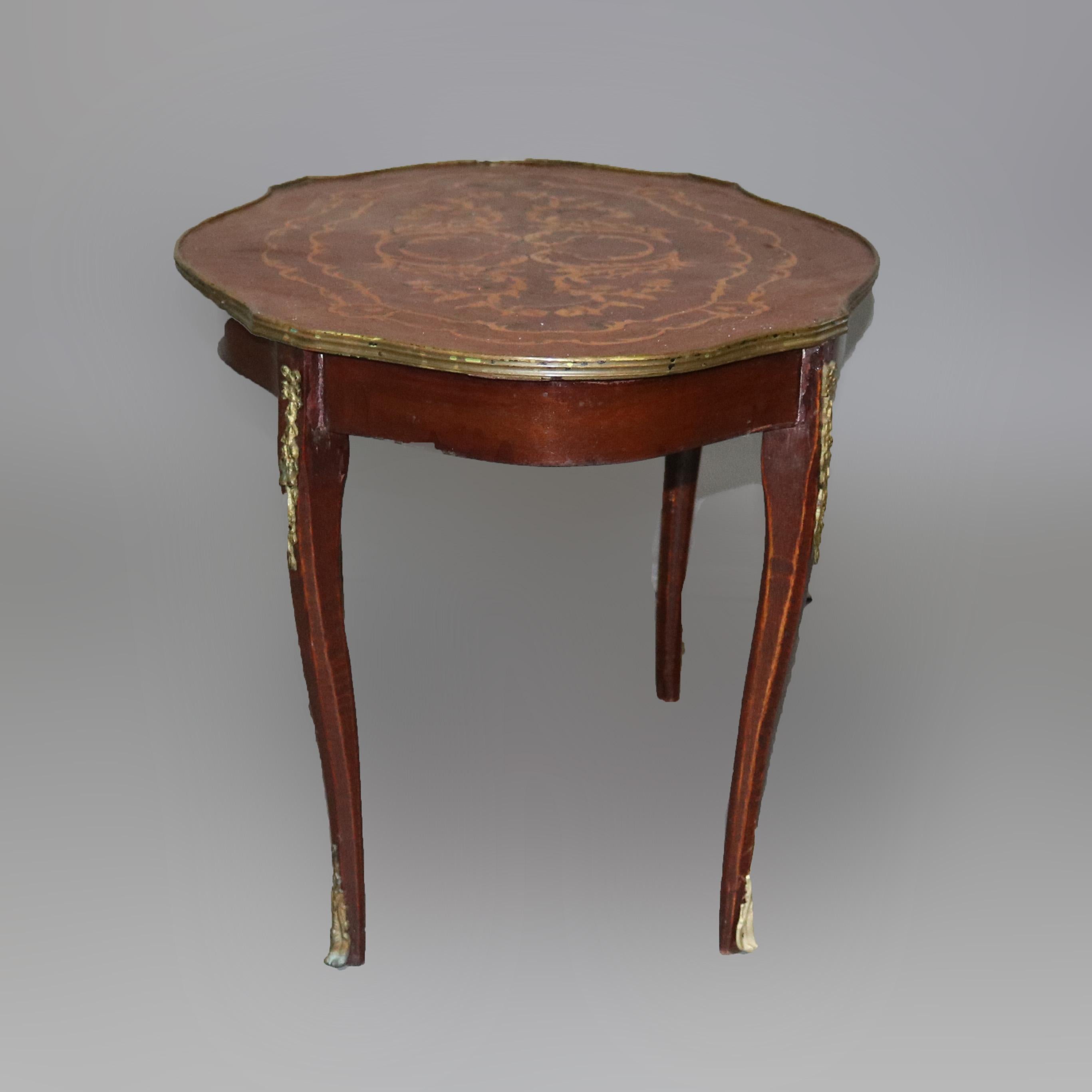 Inlay Vintage French Louis XVI Mahogany Marquetry Coffee Table, 20th Century