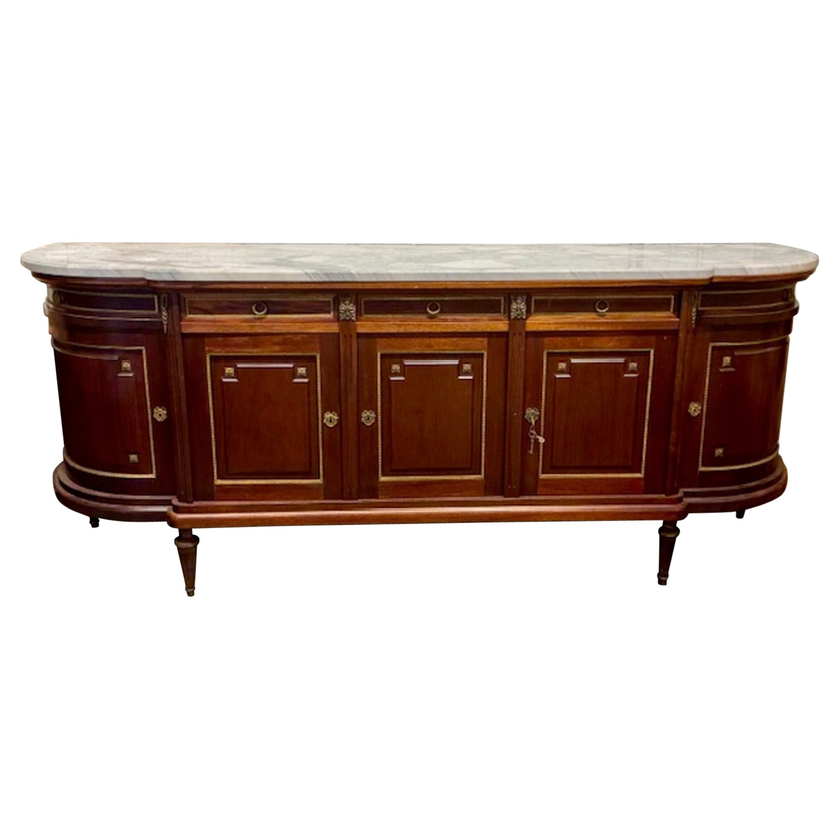 Vintage French Louis XVI Mahogany Sideboard with Marble Top