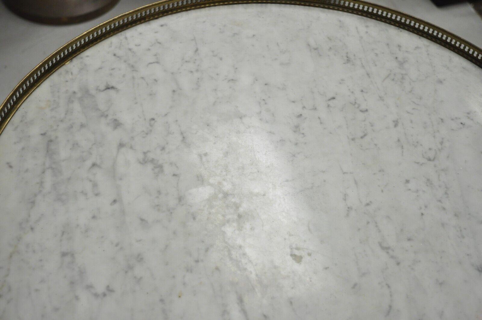 Vintage French Louis XVI Style Round Marble Top Bouillotte Side Table 2