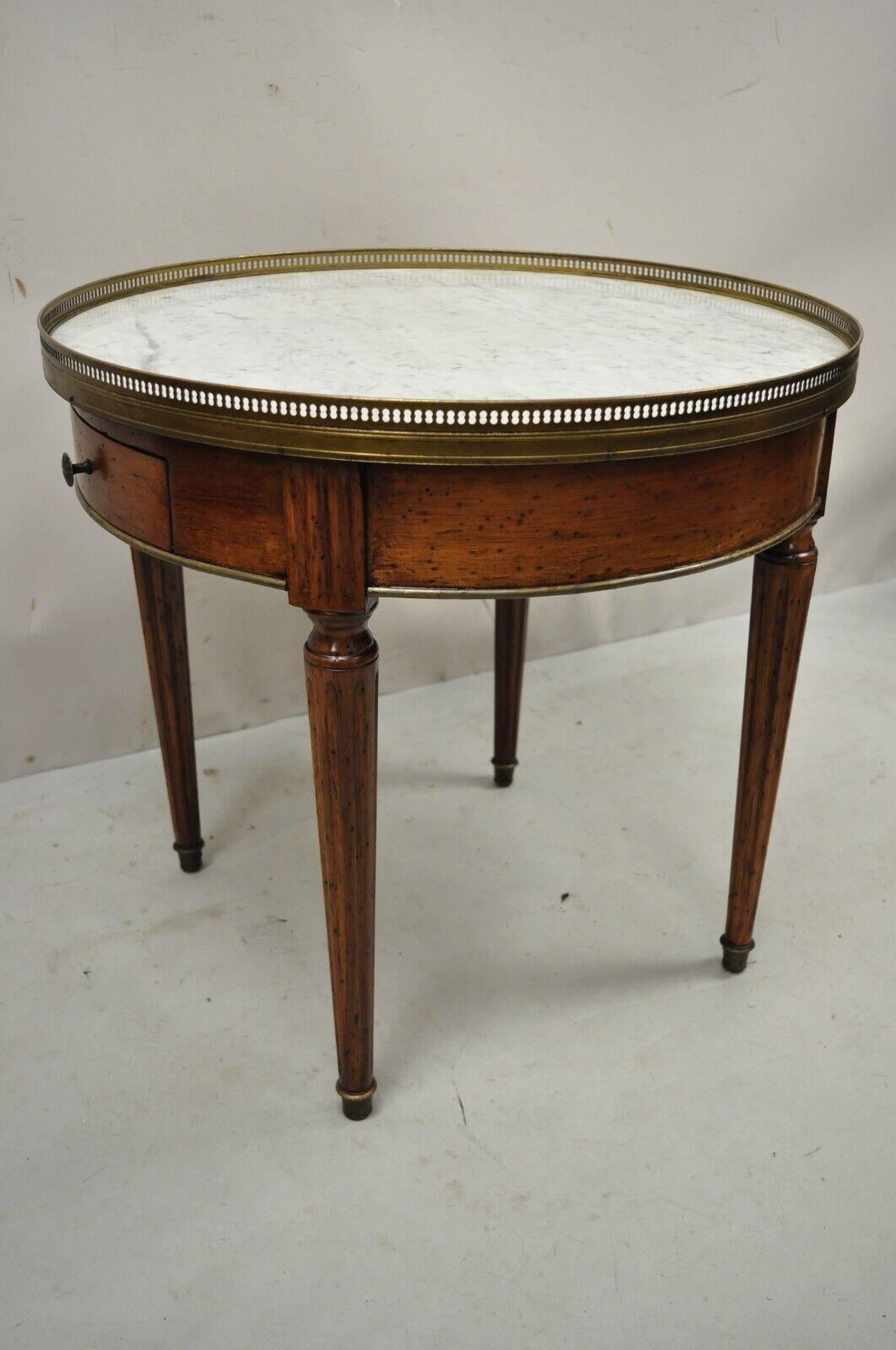 Vintage French Louis XVI Style Round Marble Top Bouillotte Side Table 4