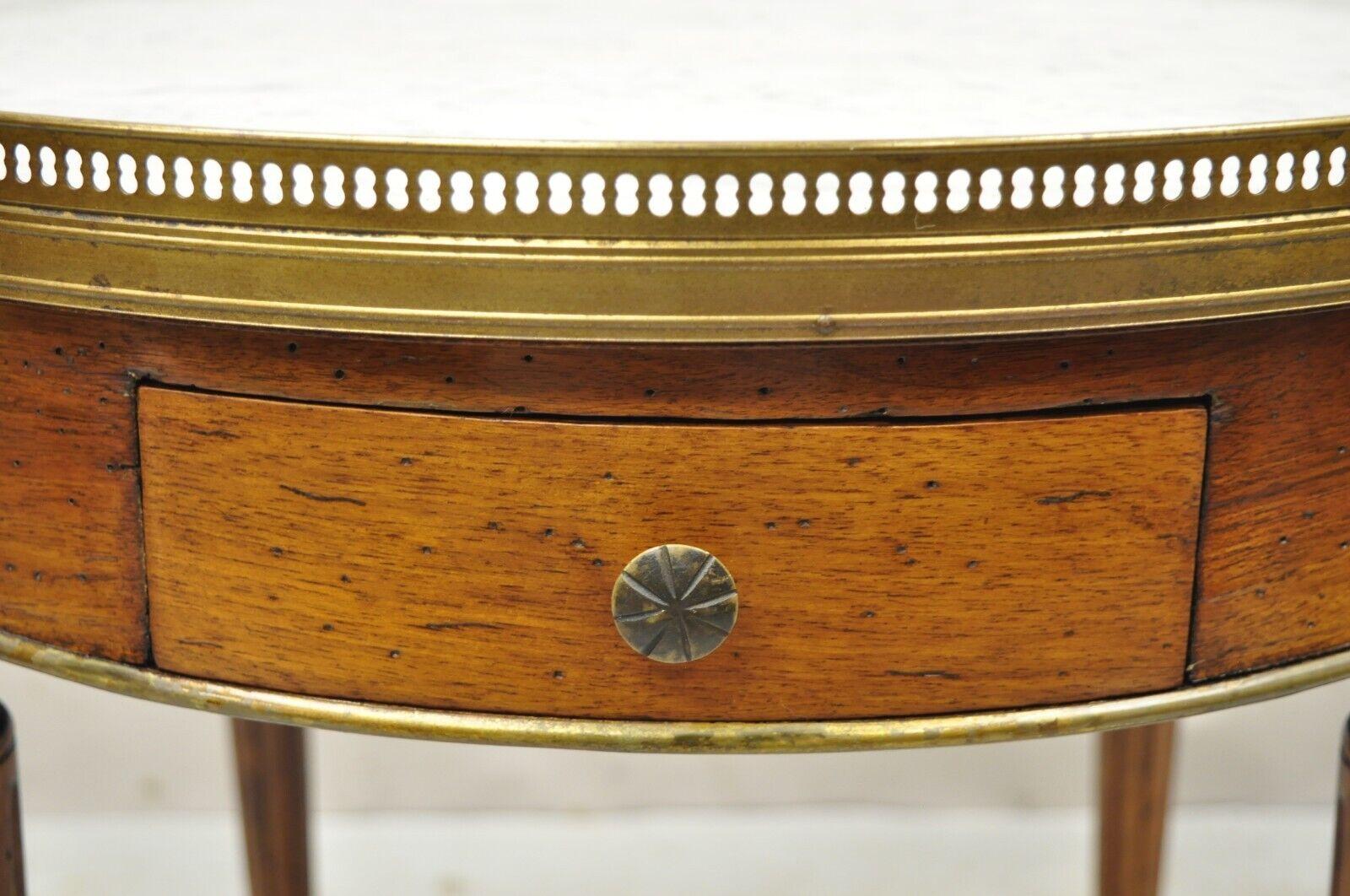 Vintage French Louis XVI Style Round Marble Top Bouillotte Side Table 5