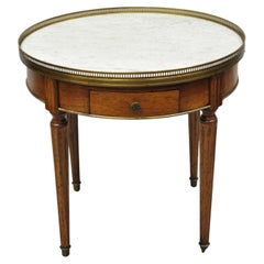 Vintage French Louis XVI Style Round Marble Top Bouillotte Side Table
