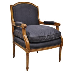 Vintage French Louis XVI Style Bergere Lounge Arm Club Chair