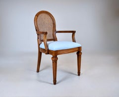 Vintage French Louis XVI Style Cane Back Accent Armchair