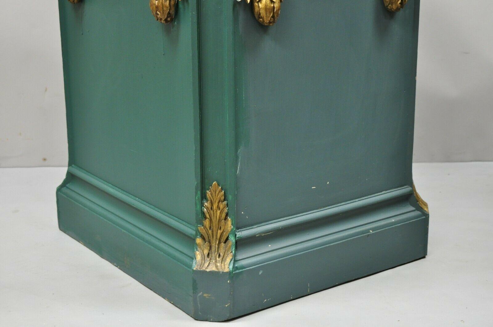 Vintage français style Louis XVI drapé de ruban sculpté Colonne en bois Pedestal 1