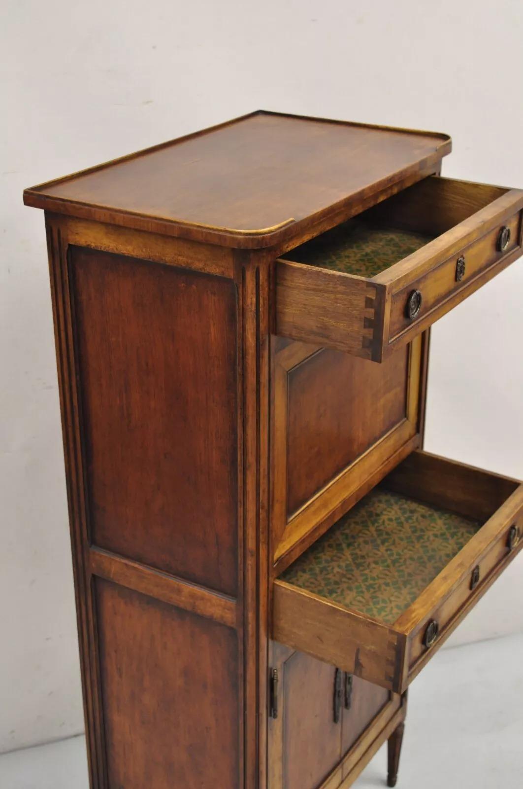 Vintage French Louis XVI Style Cherry Abbatant Secretary Desk for Bloomingdales For Sale 1