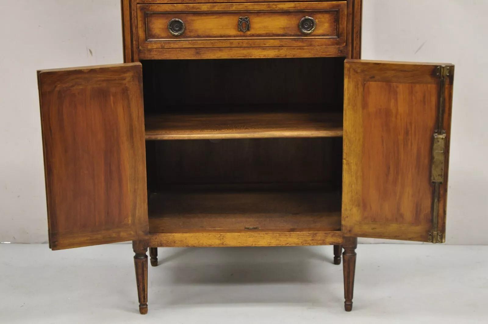 Vintage French Louis XVI Style Cherry Abbatant Secretary Desk for Bloomingdales For Sale 4