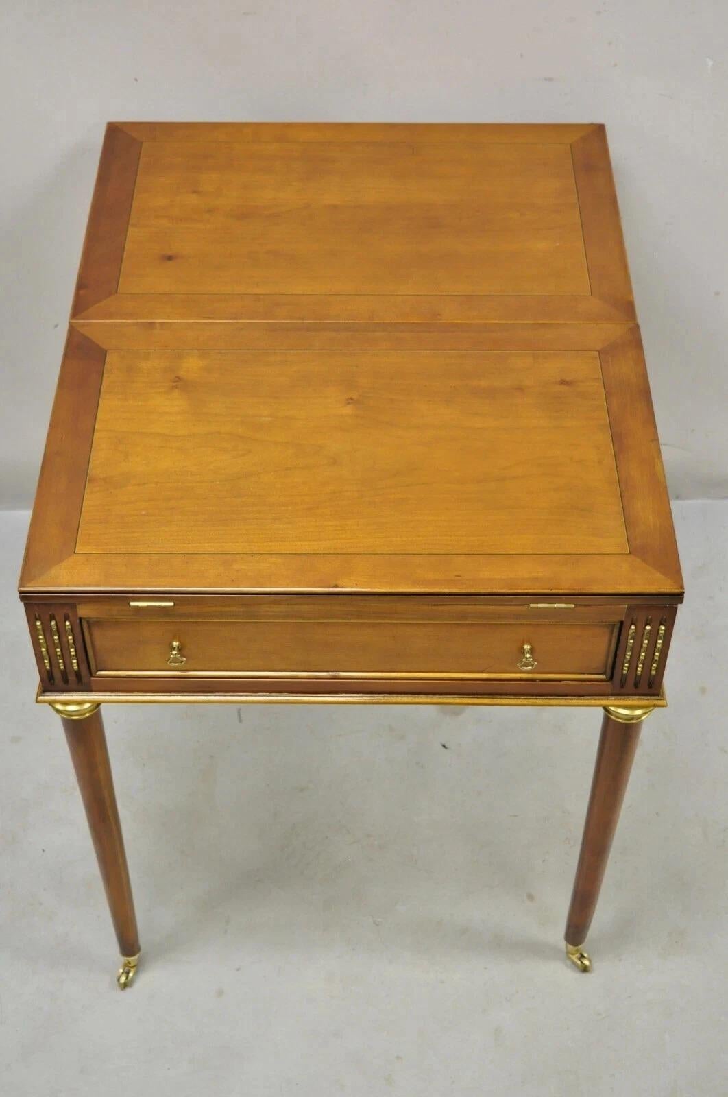Vintage Französisch Louis XVI Stil Kirsche Holz Flip Top Backgammon Kartenspiel Tisch im Angebot 5