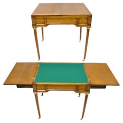 Mesa de juego de cartas de backgammon con tapa abatible de madera de cerezo estilo vintage francés Luis XVI