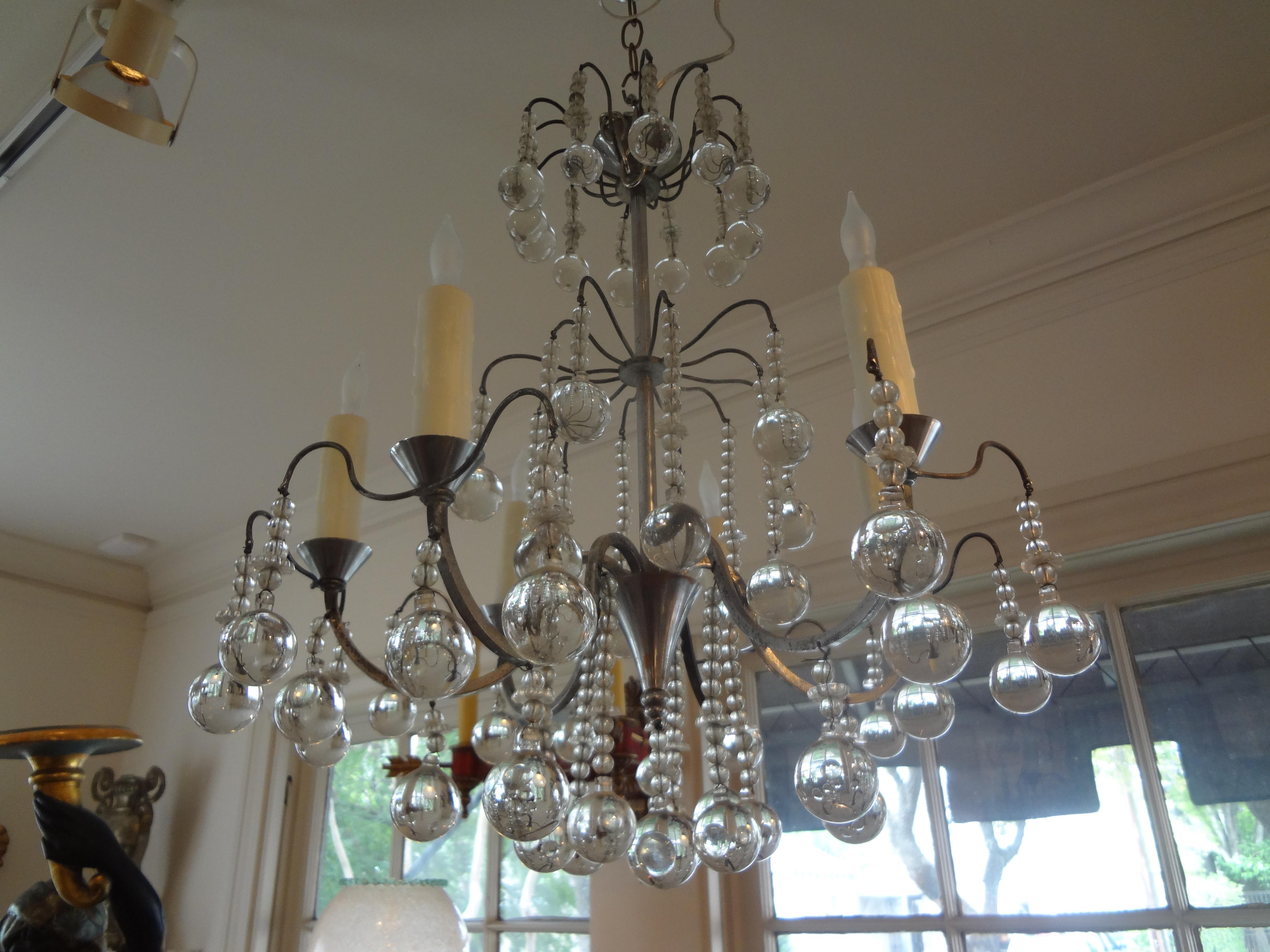 Vintage French Louis XVI Style Crystal Chandelier In Good Condition In Houston, TX