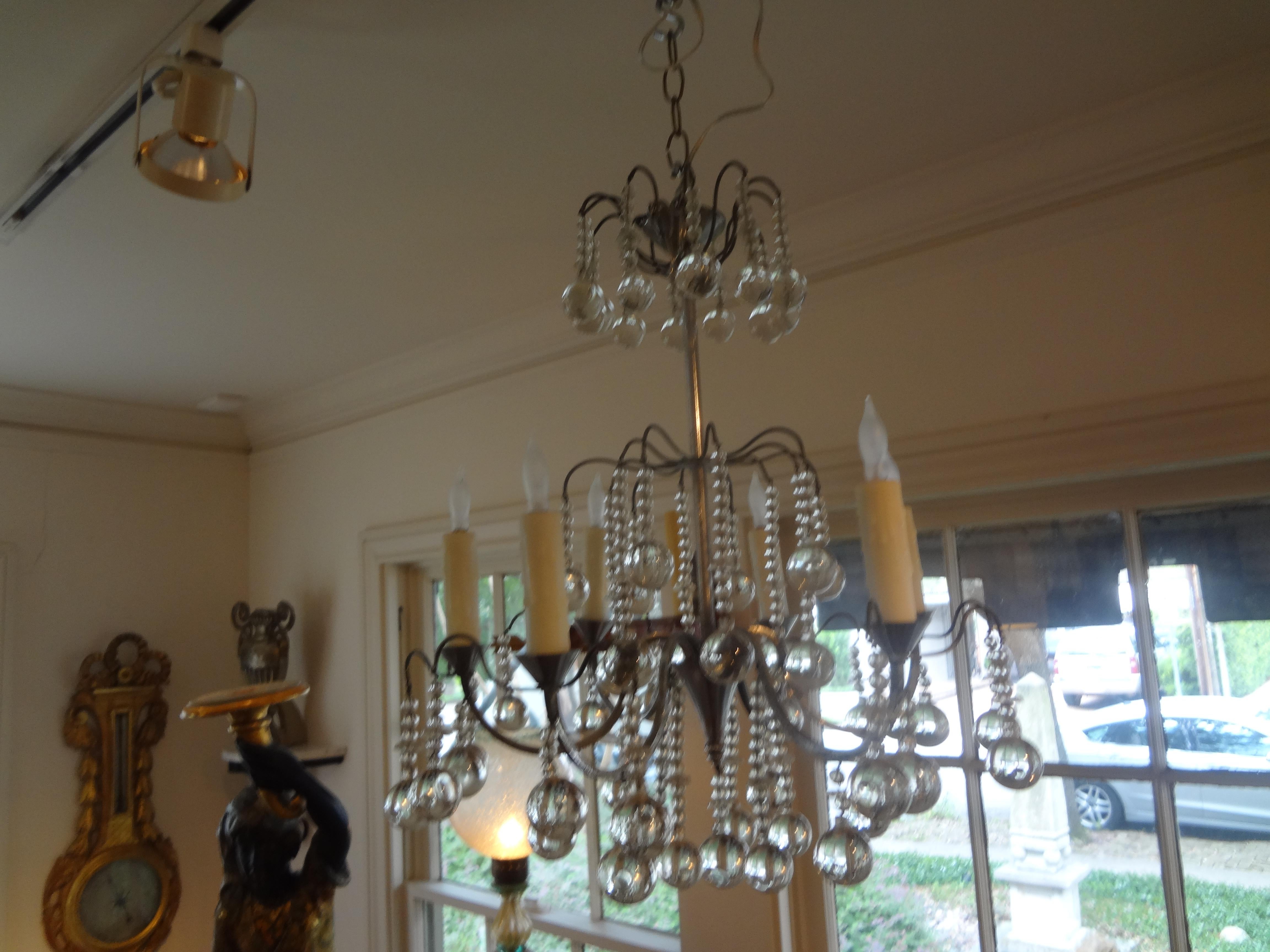 Vintage French Louis XVI Style Crystal Chandelier (Bronze)