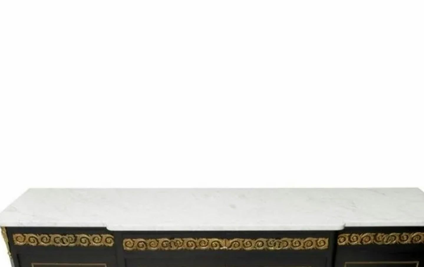 Blackened Mid-Century French Louis XVI Style Ebonized Sideboard by NF Ameublement  For Sale