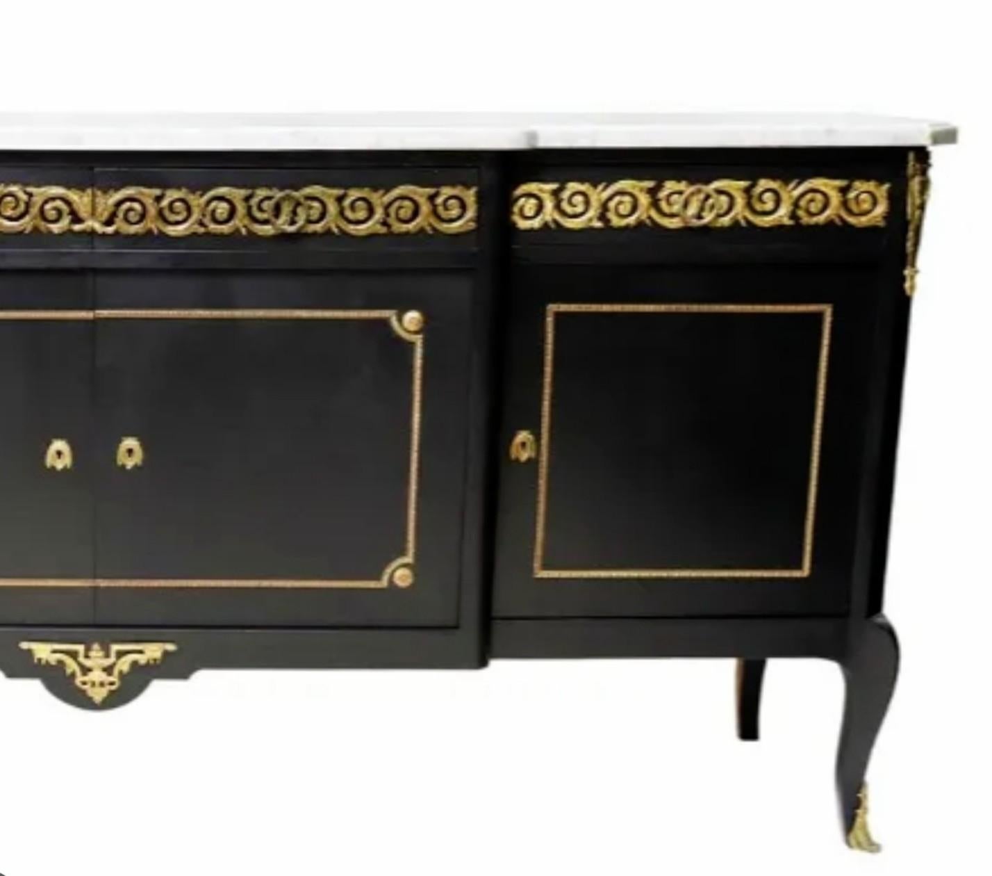 Mid-Century French Louis XVI Style Ebonized Sideboard by NF Ameublement  In Good Condition For Sale In Forney, TX