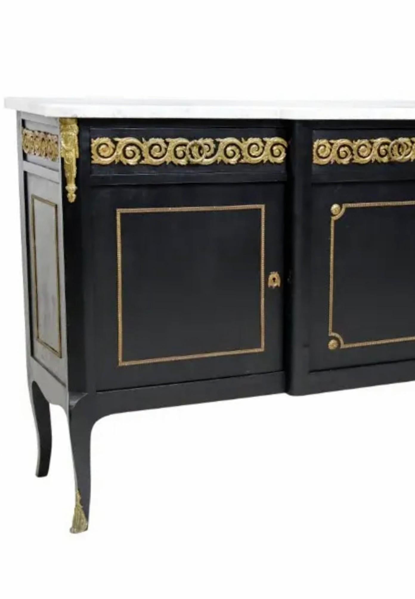 20th Century Mid-Century French Louis XVI Style Ebonized Sideboard by NF Ameublement  For Sale