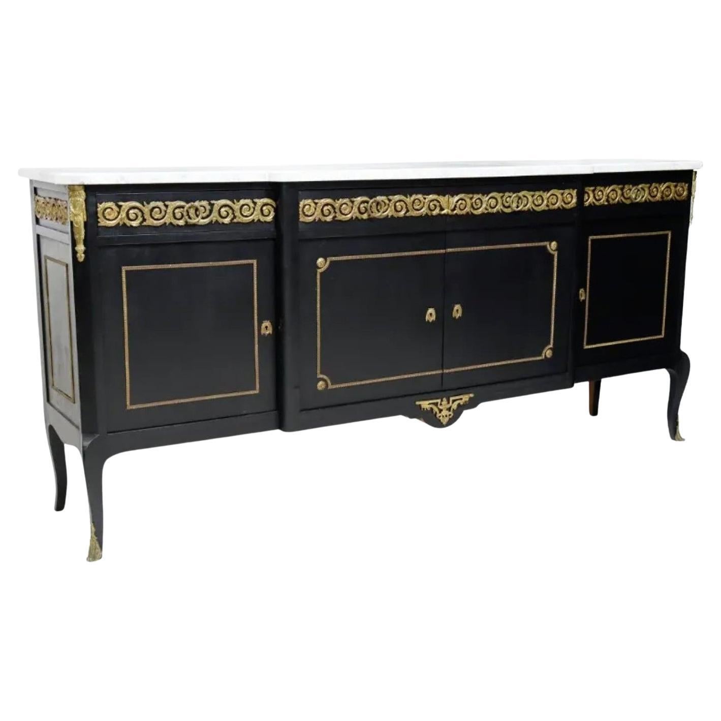 Mid-Century French Louis XVI Style Ebonized Sideboard by NF Ameublement  For Sale