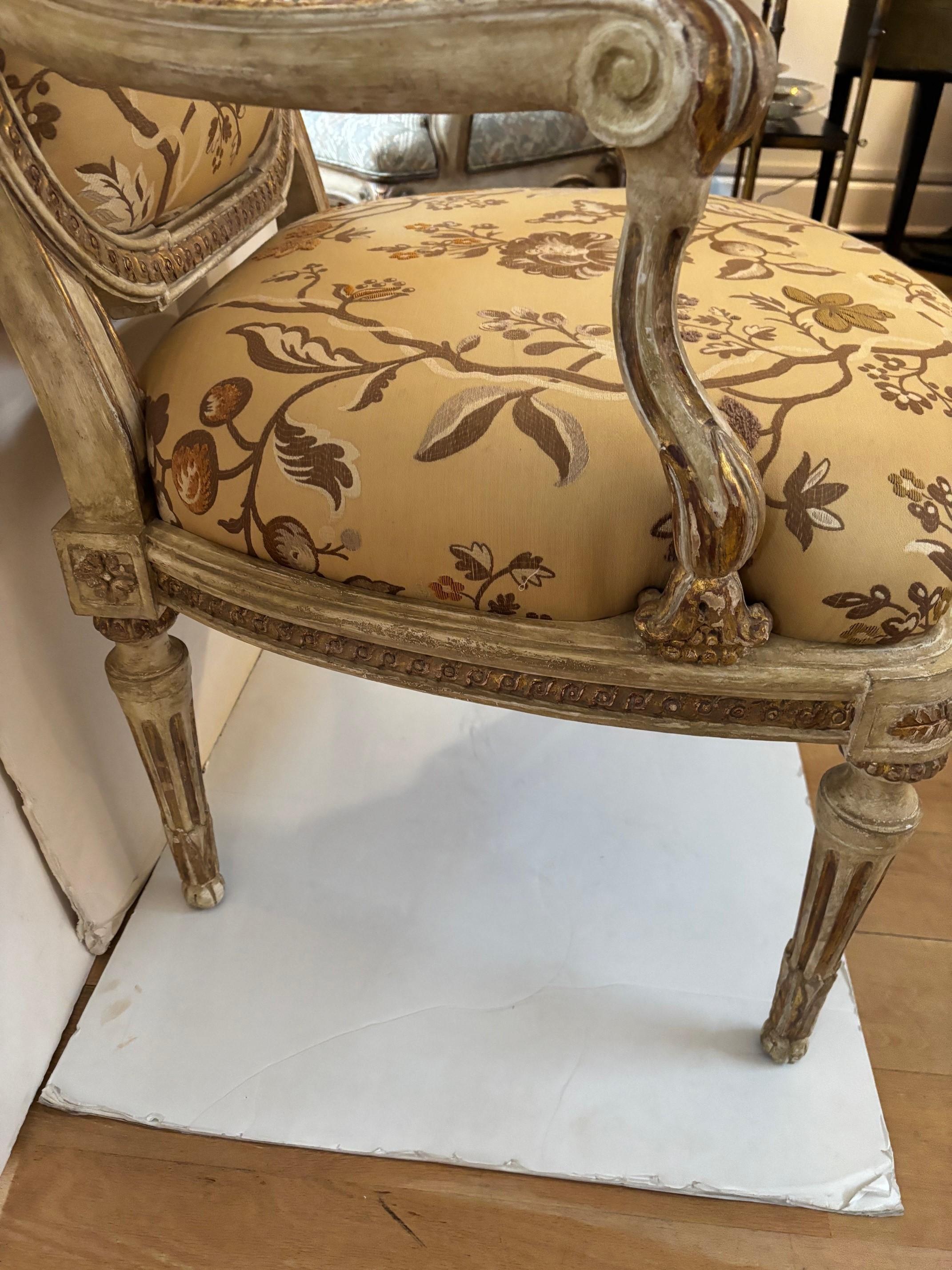 Carved Vintage French Louis XVI Style Fauteuil Cary Grant's Estate Private Collection For Sale