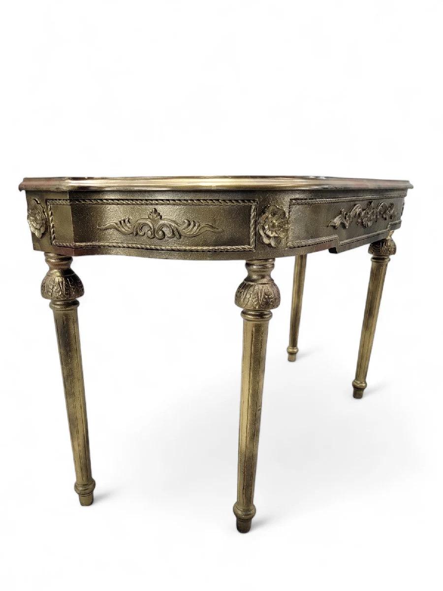 Console demi-lune française de style Louis XVI dorée à l'or Bon état - En vente à Chicago, IL