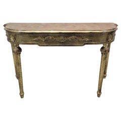 Vintage French Louis XVI Style Gold Gilt Demilune Console Table