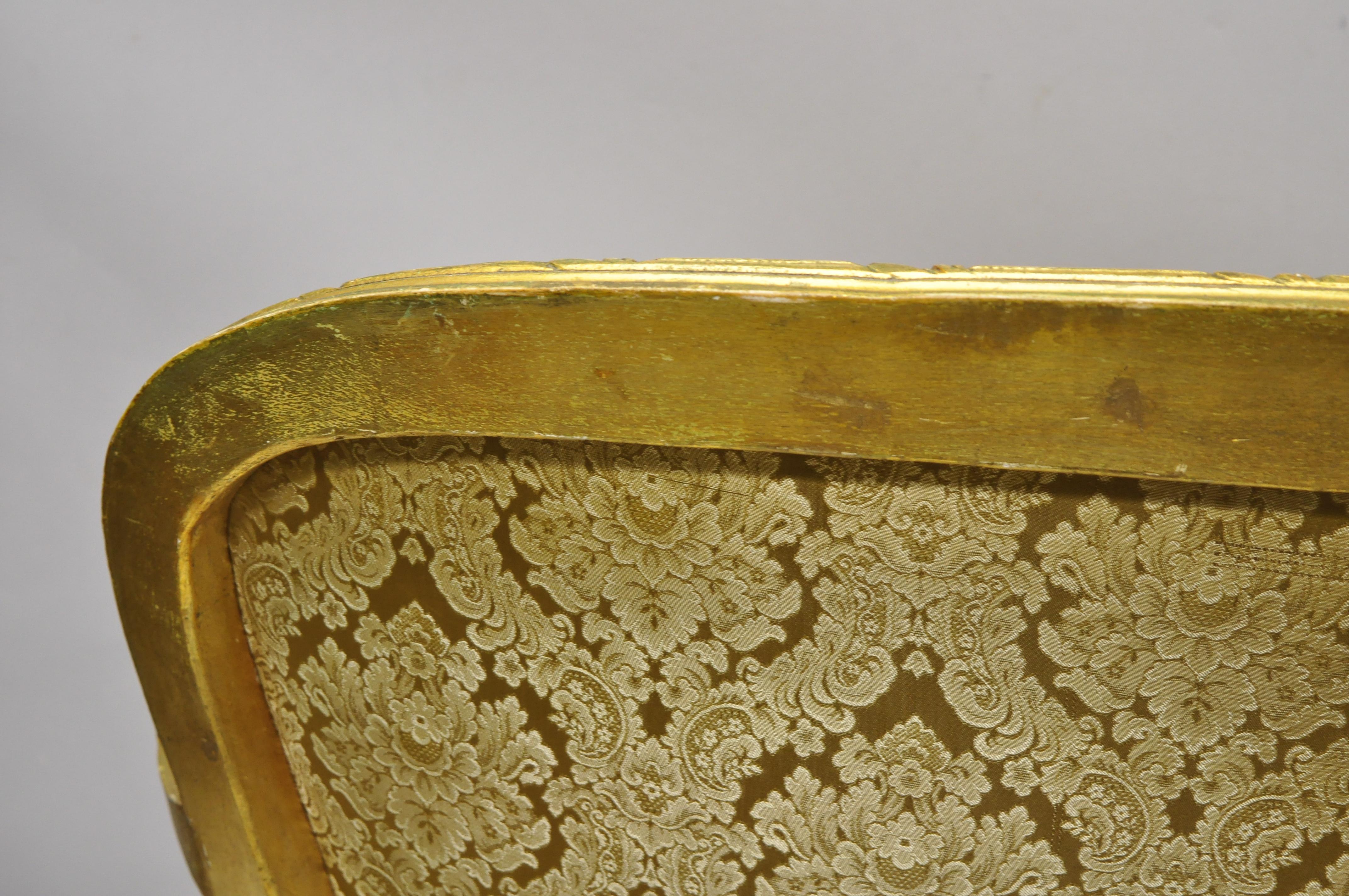 Vintage French Louis XVI Style Gold Leaf 6-Leg Settee Loveseat Sofa 1