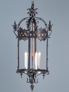 Vintage French Louis XVI Style Iron Lantern, circa 1940