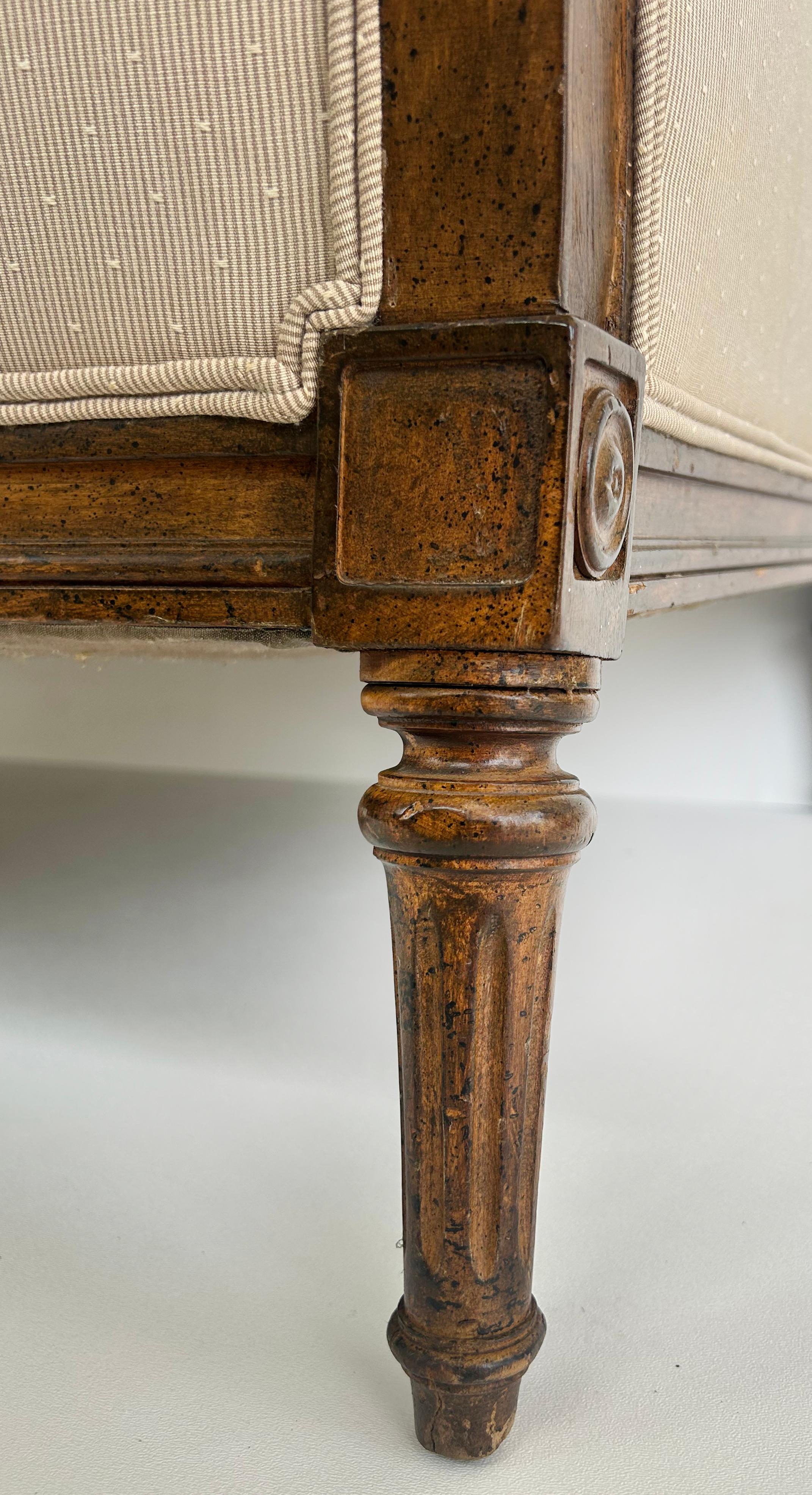 Vintage French Louis XVI Style Loveseat, Lewis Mittman Attributed, Upholstered For Sale 4