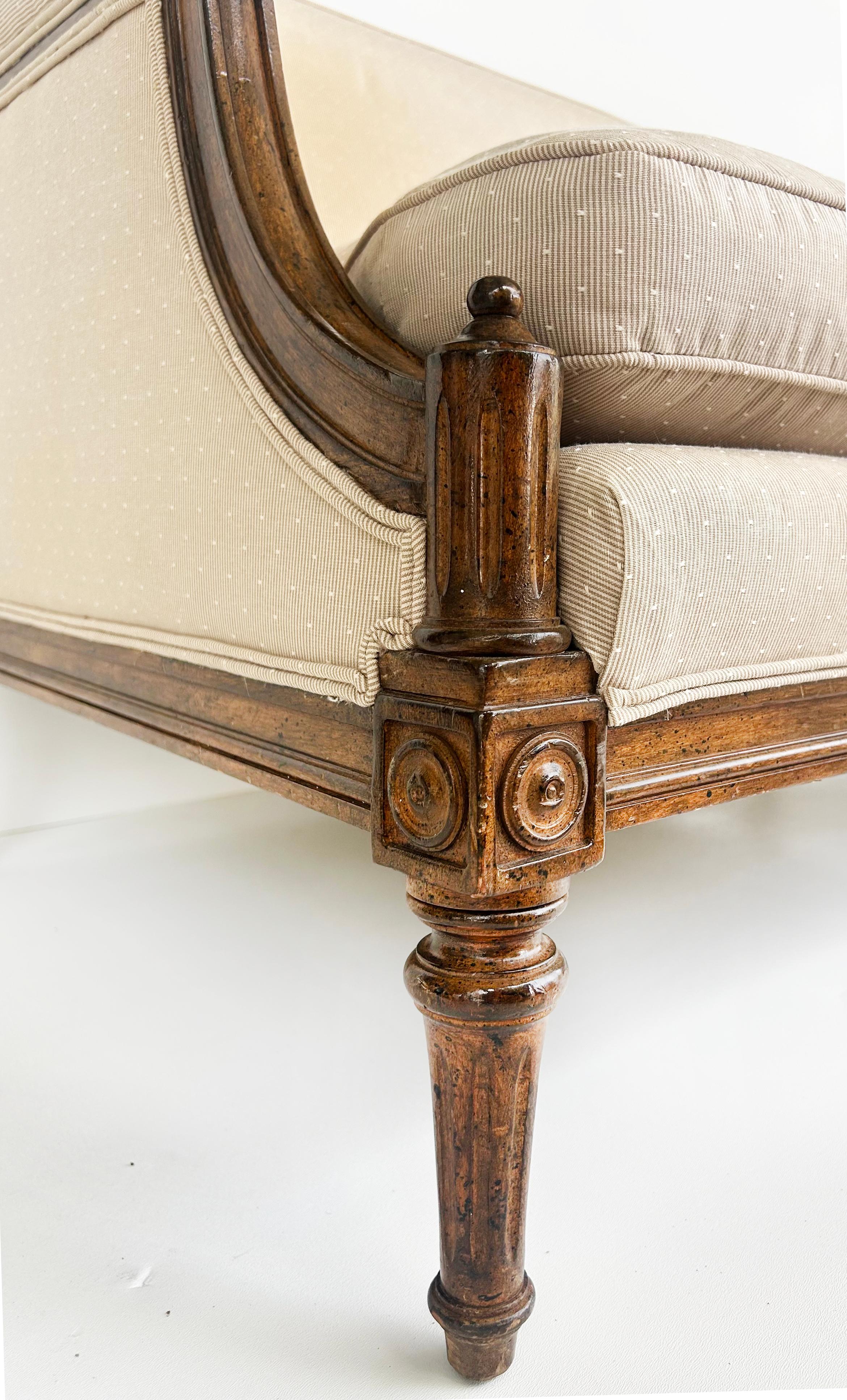 Vintage French Louis XVI Style Loveseat, Lewis Mittman Attributed, Upholstered For Sale 5