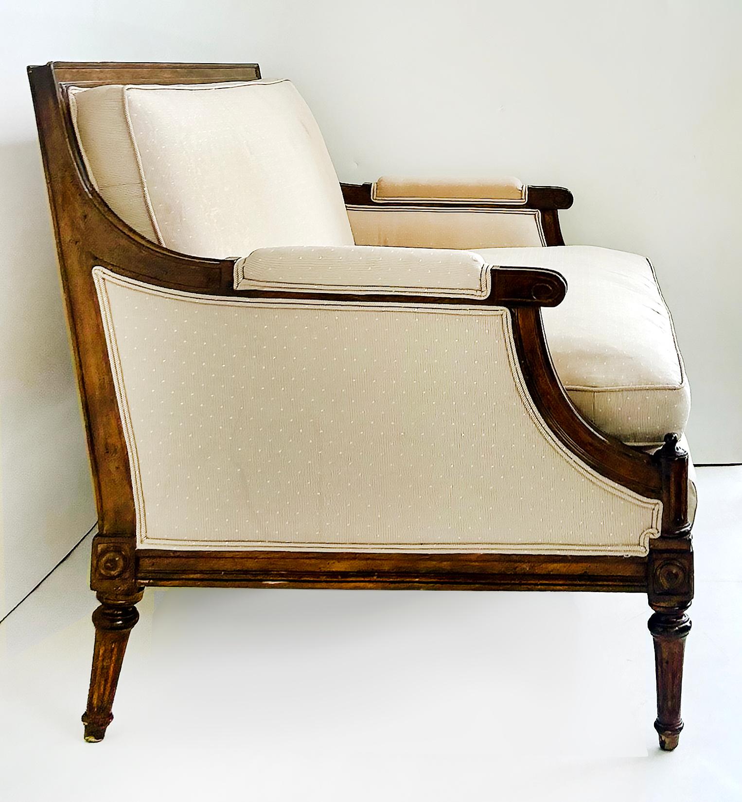 American Vintage French Louis XVI Style Loveseat, Lewis Mittman Attributed, Upholstered For Sale