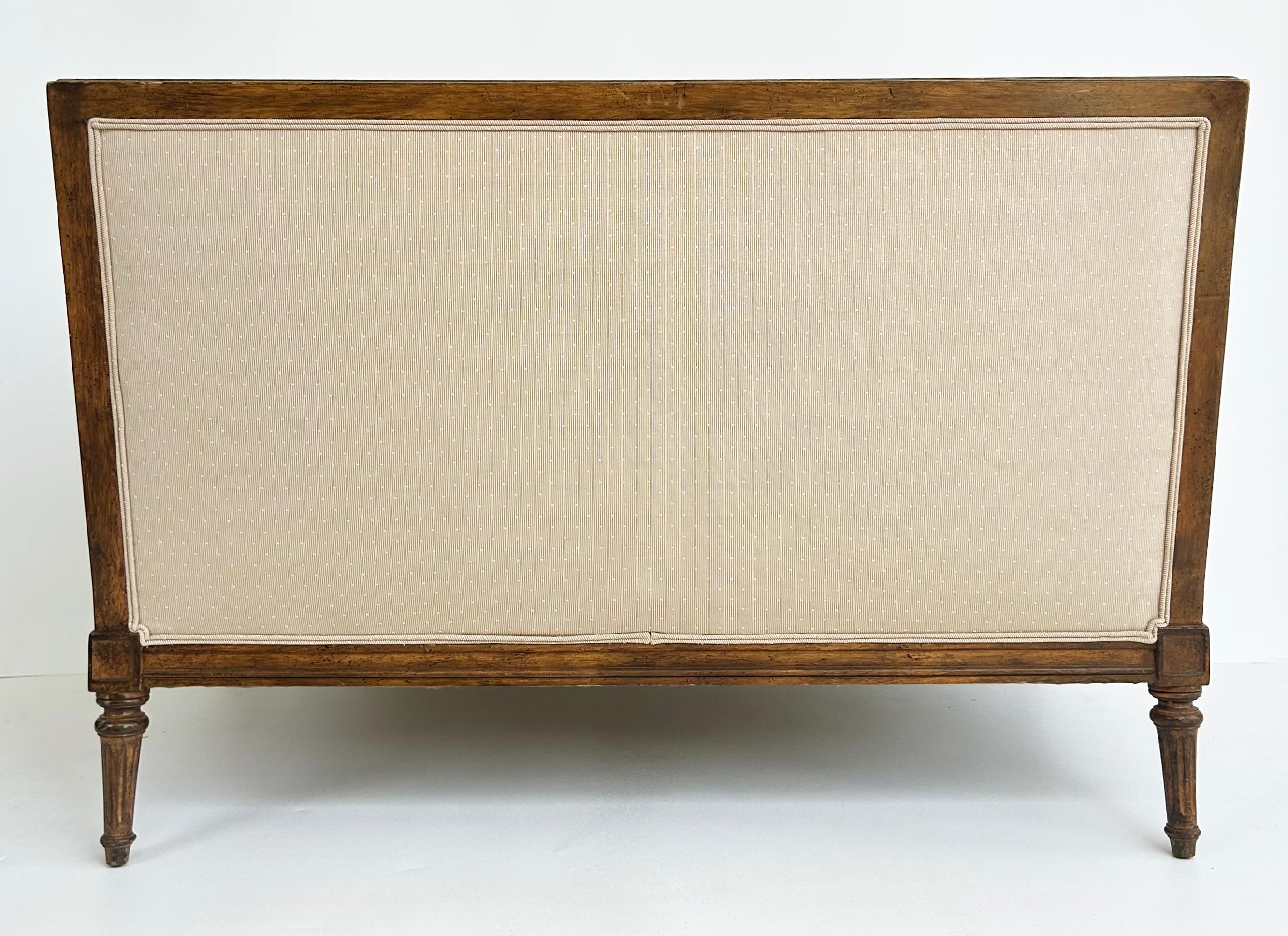 Vintage French Louis XVI Style Loveseat, Lewis Mittman Attributed, Upholstered In Good Condition For Sale In Miami, FL