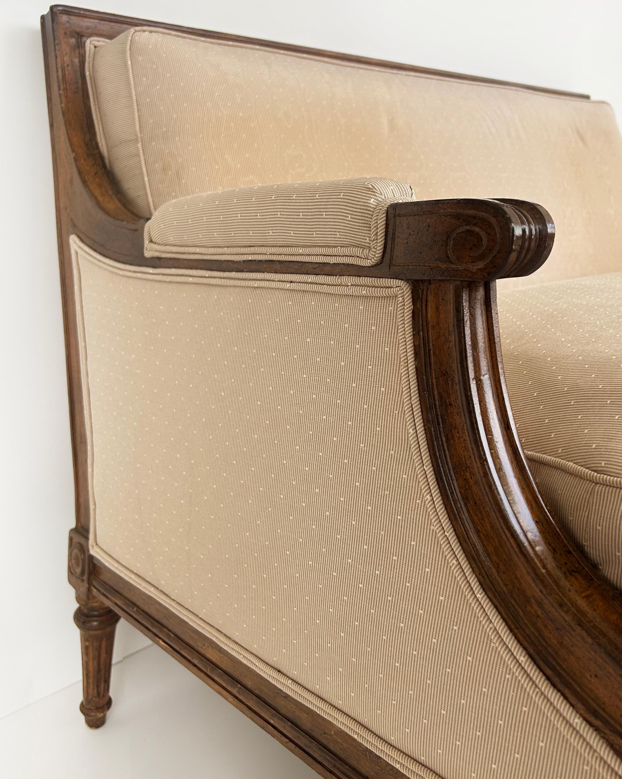 Vintage French Louis XVI Style Loveseat, Lewis Mittman Attributed, Upholstered For Sale 2