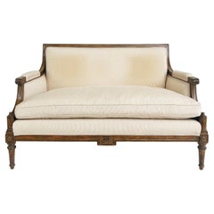 Loveseat Vintage Francés Estilo Luis XVI, Atribuido a Lewis Mittman, Tapizado