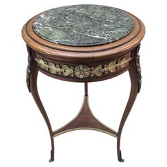 Vintage French Louis XVI Style Marble Top Gueridon Side Table