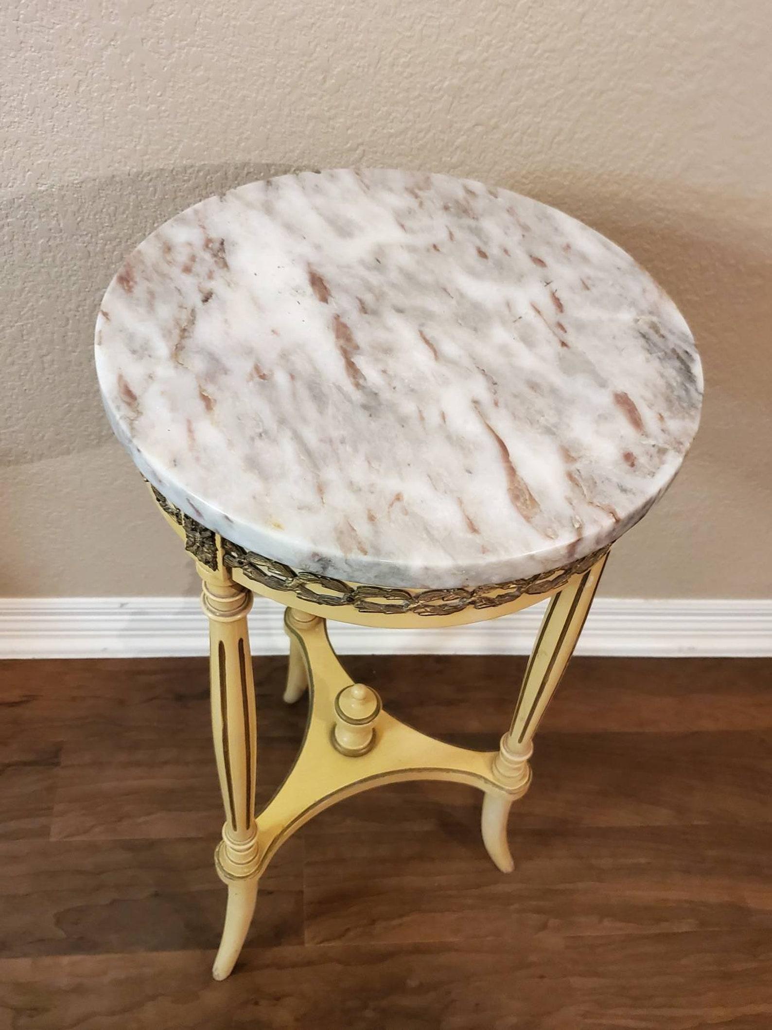 Vintage French Louis XVI Style Marble-Top Pedestal Table In Good Condition In Forney, TX