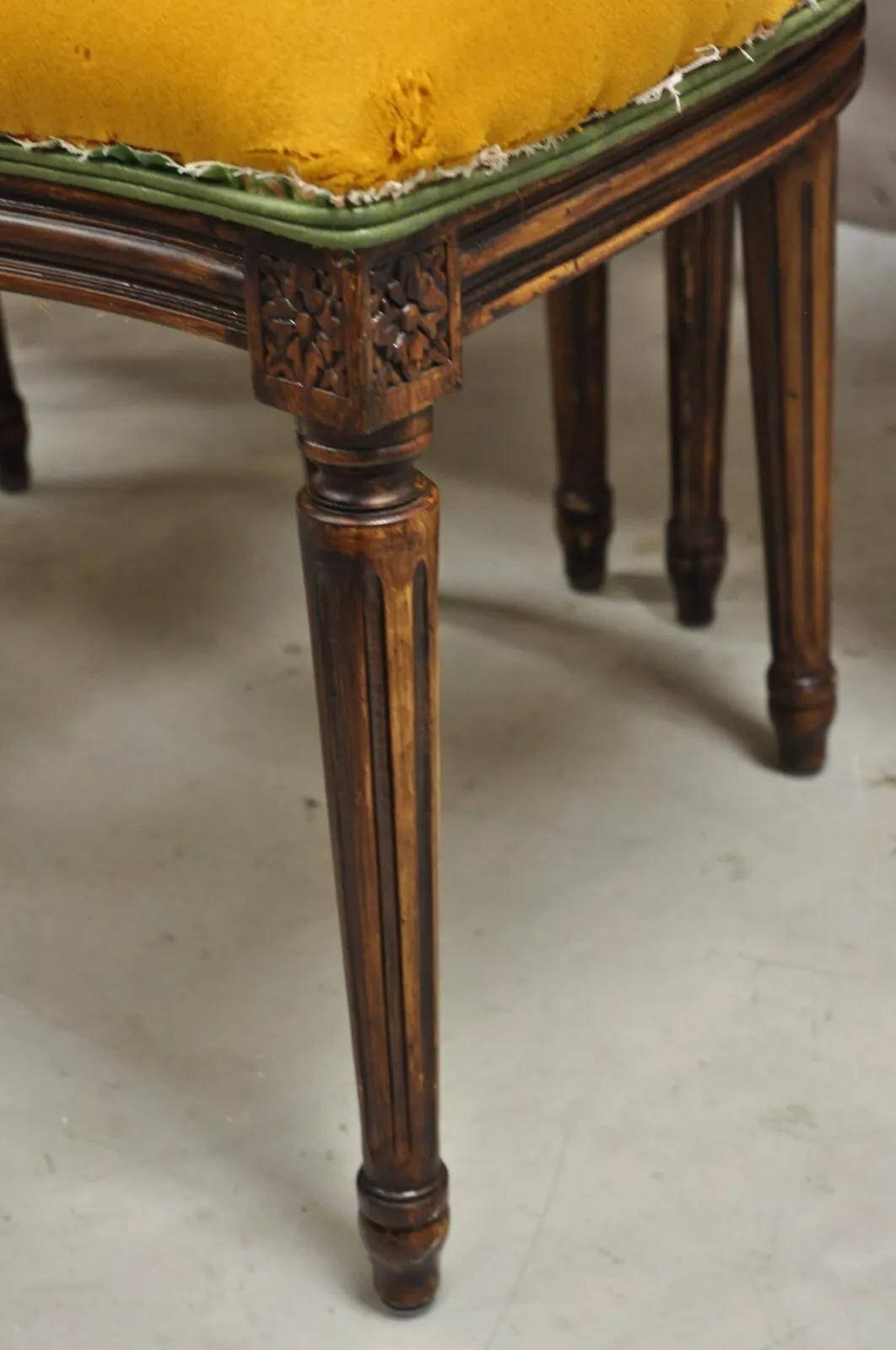 Vintage French Louis XVI Style Oval Cane Back Walnut Dining Chairs - Set of 6 5