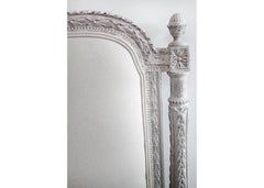 Vintage French Louis XVI Style Painted and Upholstered Queen Size Headboard