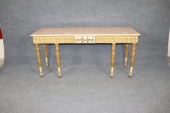 Vintage French Louis XVI Style Parcel Gilt Marble Top Console Table