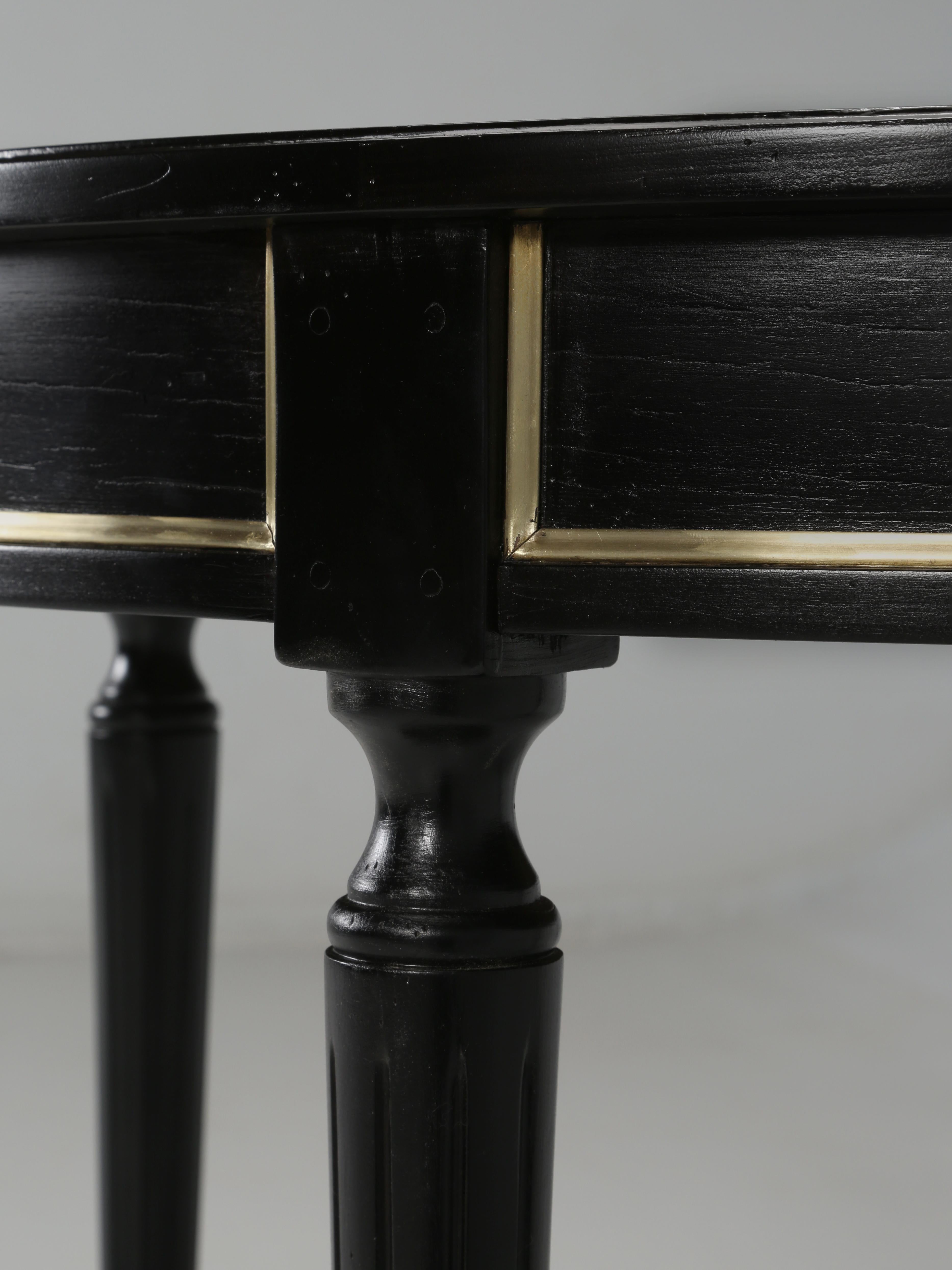 Vintage French Louis XVI Style Round Dining Table with Recent Ebonized Finish 1