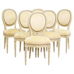 Vintage French Louis XVI Style Upholstered Side Chairs - Set of 6