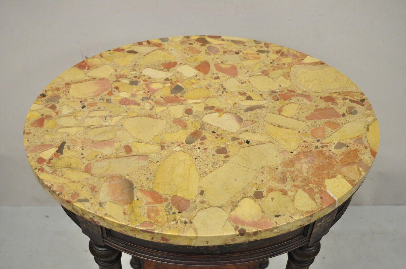 Vintage French Louis XVI Style Victorian Oval Marble Top Accent Side Table In Good Condition For Sale In Philadelphia, PA