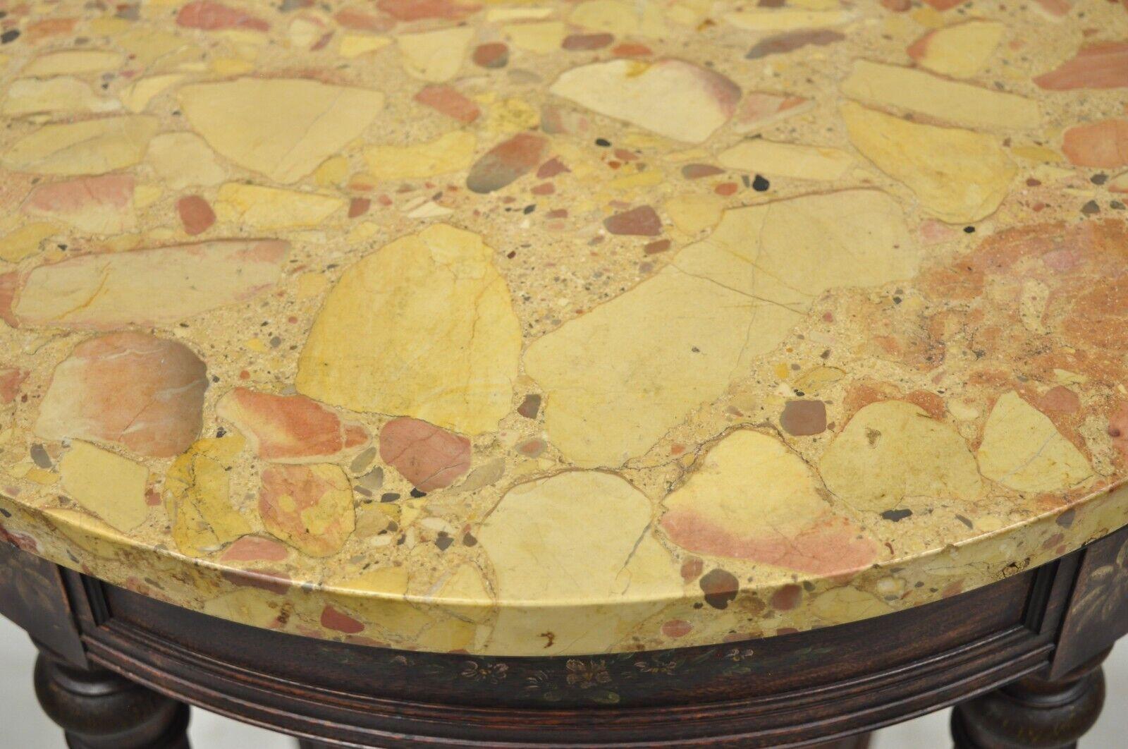Vintage French Louis XVI Style Victorian Oval Marble Top Accent Side Table For Sale 4