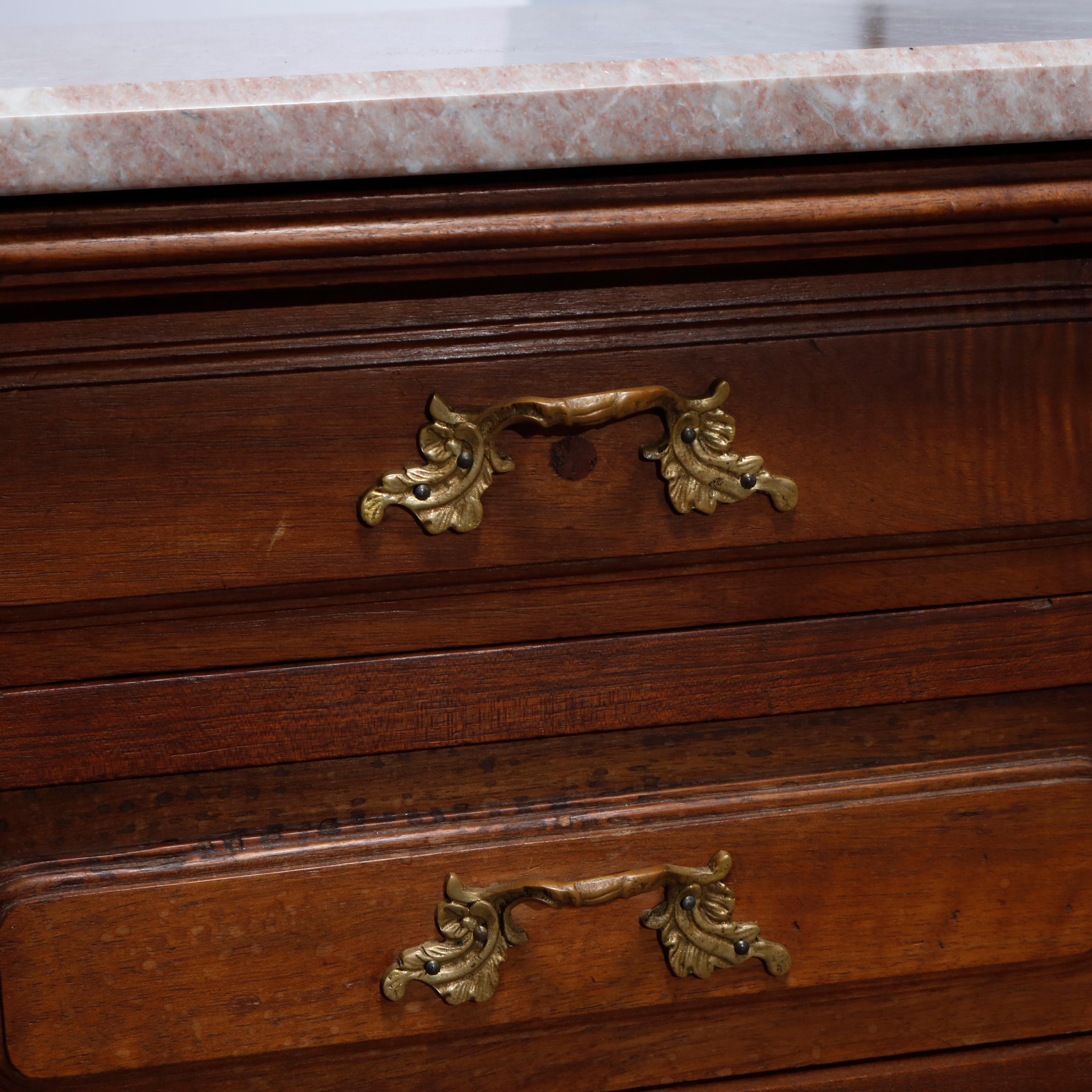 Vintage French Louis XVI Style Walnut & Marble Side Stand, 20th Century In Good Condition In Big Flats, NY