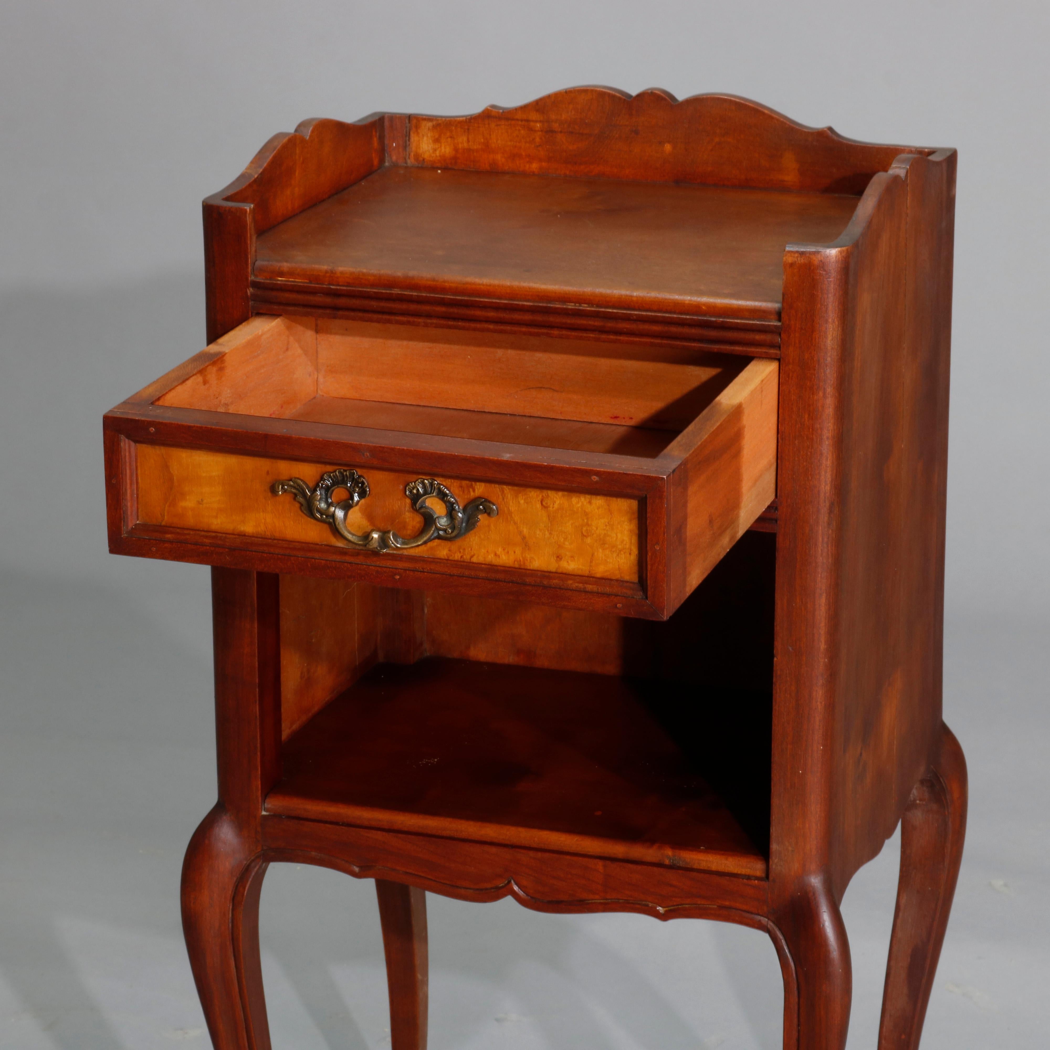Carved Vintage French Louis XVI Walnut and Maple Side Stand, 20th Century