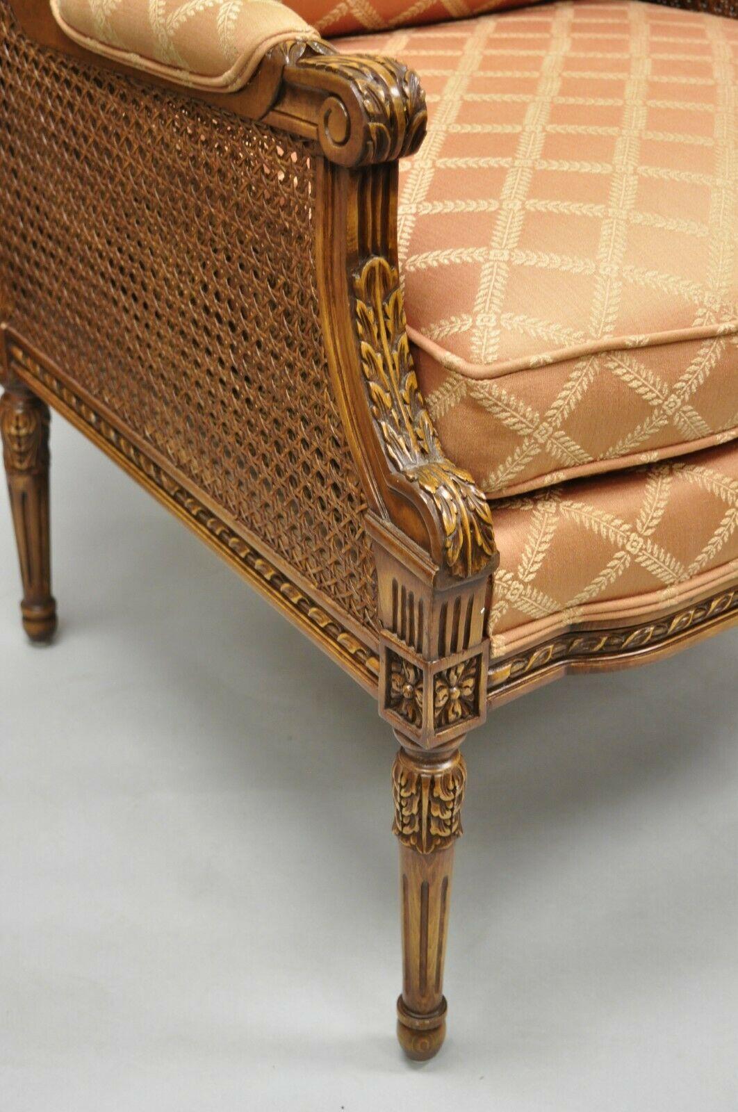 Vintage French Louis XVl Style Cane Bergere Lounge Chairs, a Pair In Good Condition In Philadelphia, PA
