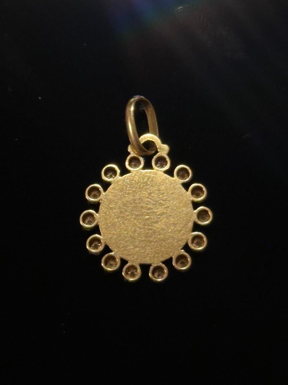 Vintage By  Französische Love-Medaille von Alphonse Augis  18 Karat Gelbgold Diamant Halo Rubin Diamant-Halo 4