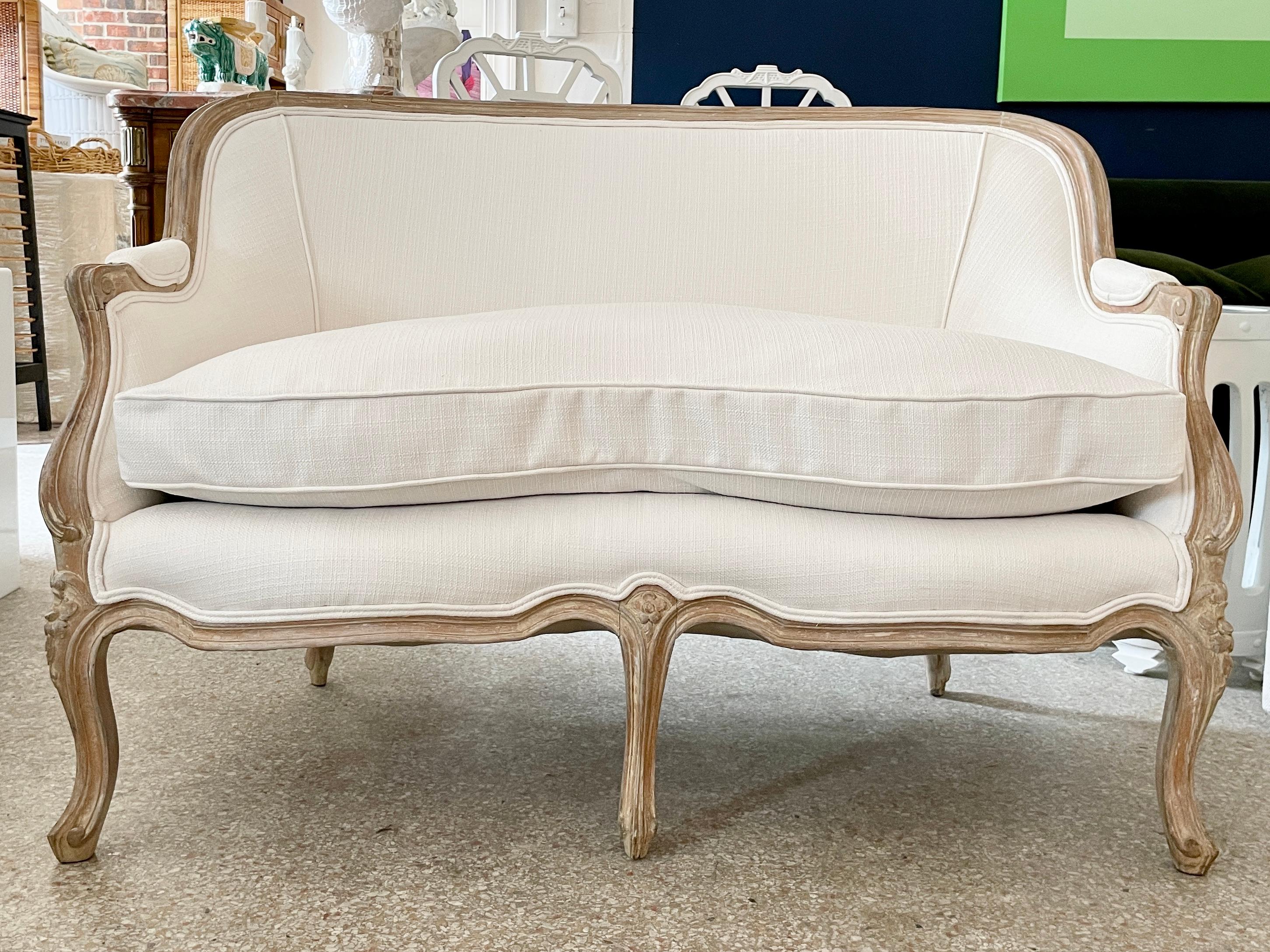 Vintage French Loveseat in New Todd Hase Textiles For Sale at 1stDibs